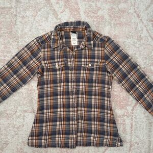 Patagonia Women's Plaid Button Down Shirt - Navy and Tan